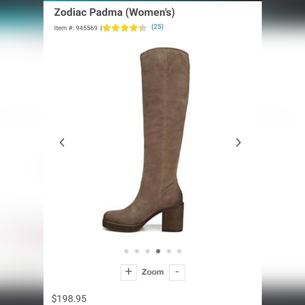 Zodiac Padma Genuine Suede Knee High Platform Boot, Size 8  - Beige NWB